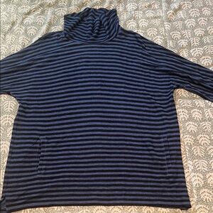 Talbot Striped Navy and Black Turtleneck Sweater